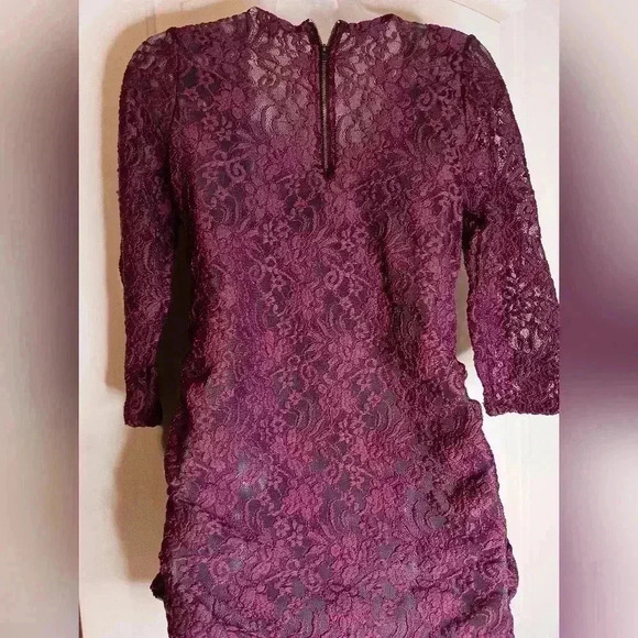 JESSICA SIMPSON fall vamp whimsigoth sheer lace purple maternity Maroon top - Picture 7 of 9